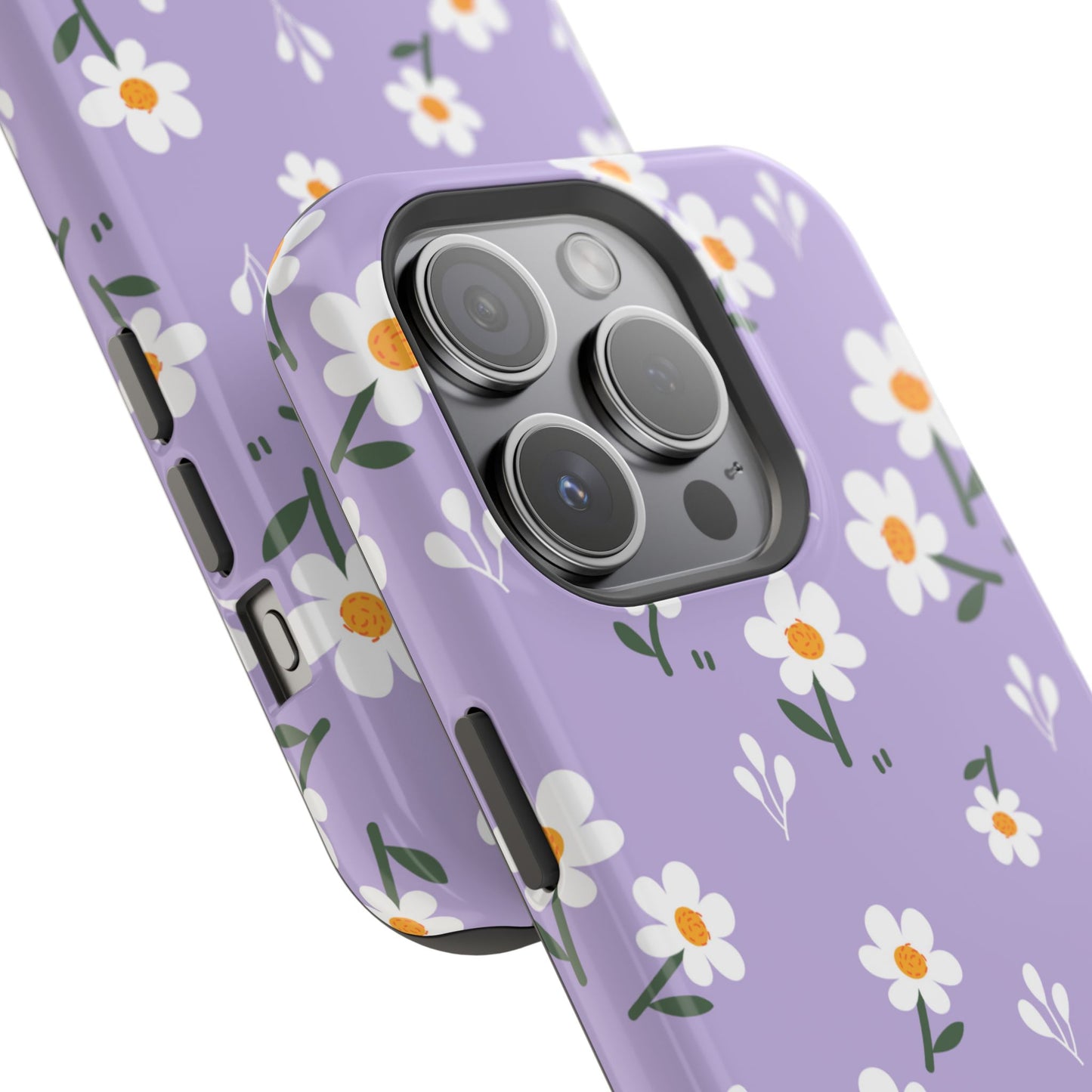 Purple Daisy Garden MagSafe  iPhone Case – Soft Lavender Background, Shockproof Protection with Slim Fit