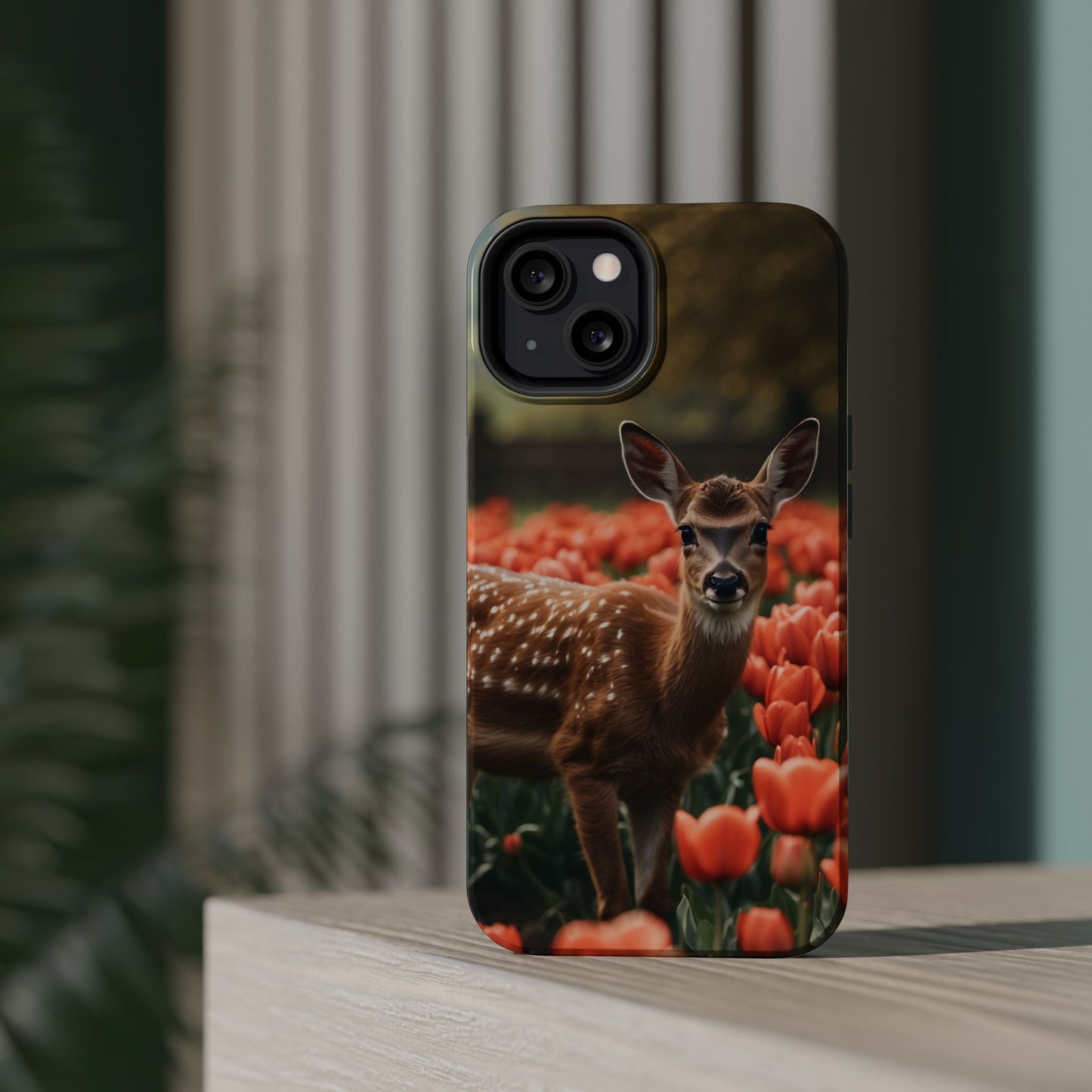 Fawn Among Tulips MagSafe iPhone Case