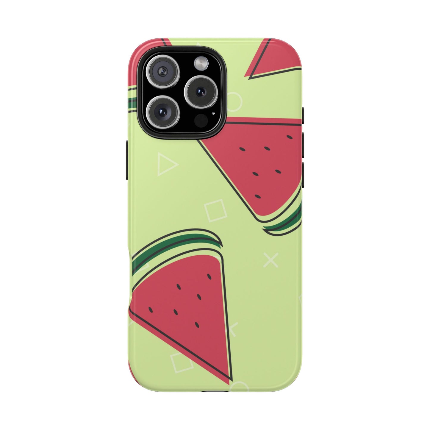 Watermelon Slice iPhone Case – Fresh & Fun Design with Retro Geometric Pattern