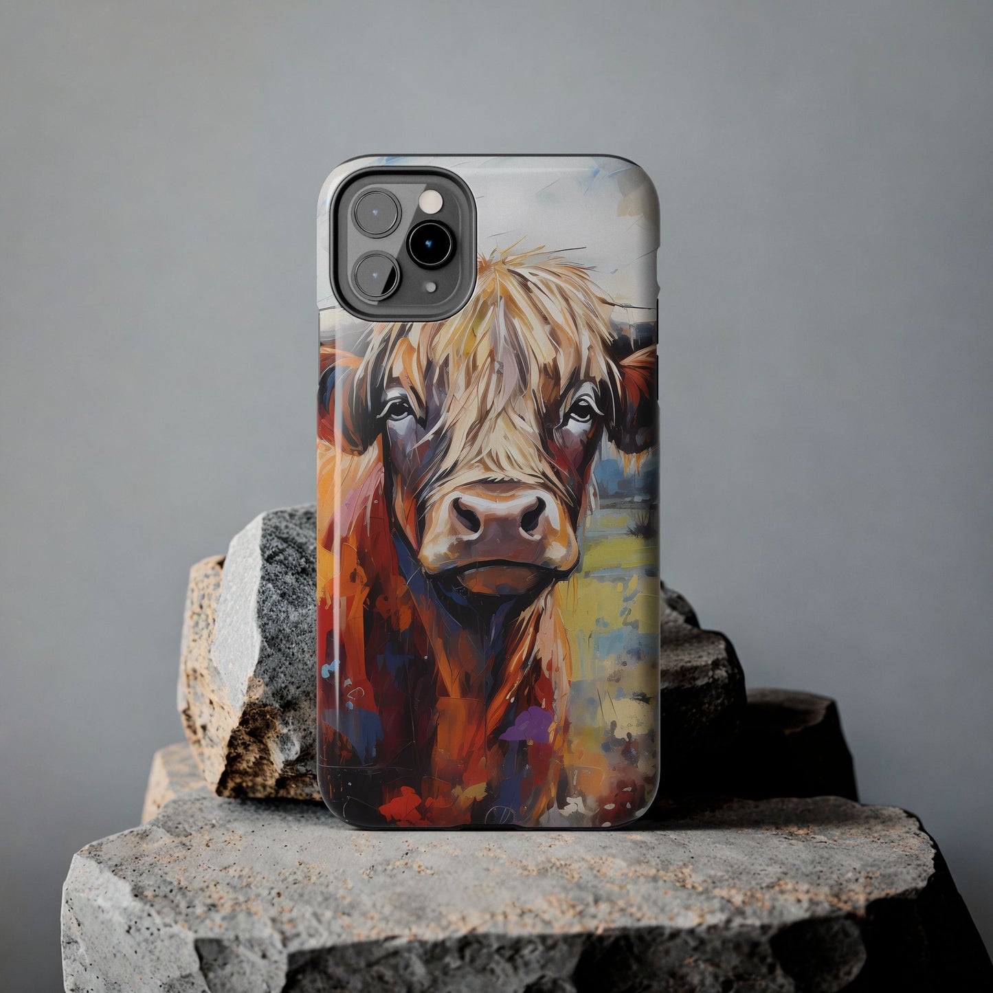 Cute Western Phone Case | Highland Cow | Robust Rocky Mountain-Inspired | Expressionism | Fresco