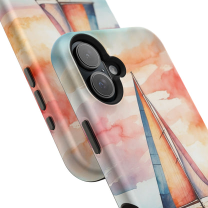 Sailboat Sunset MagSafe iPhone Case – Vibrant Watercolor Design