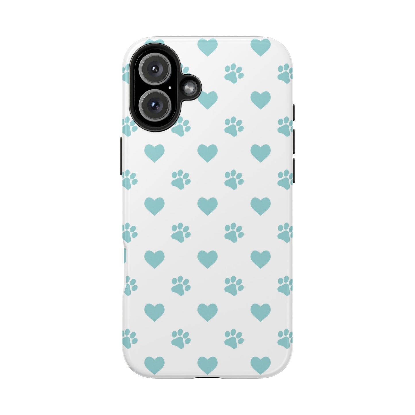 Mint Green Paw Print & Heart iPhone Case – Stylish Pet Lover’s Essential