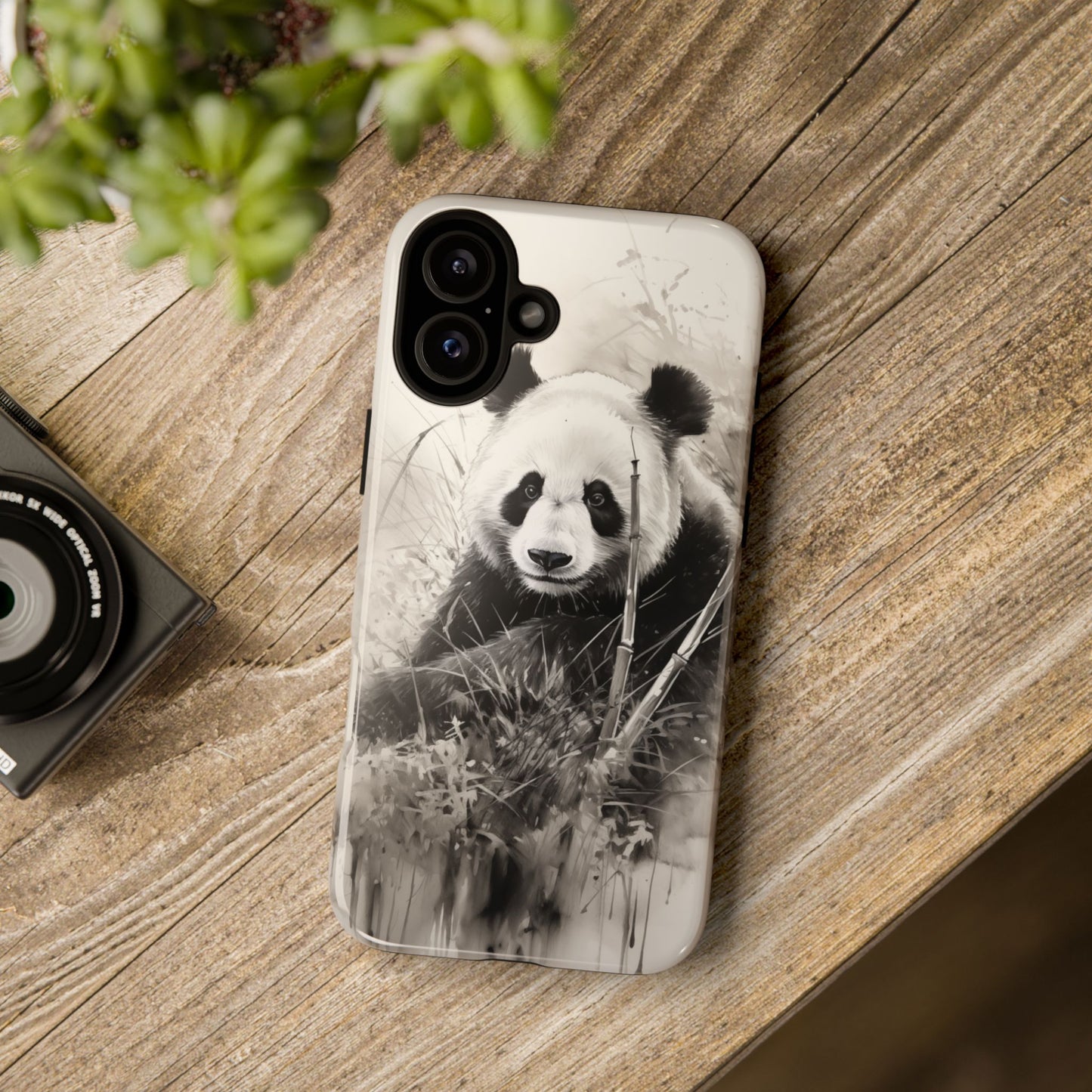 Premium Cute Phone Case: Charcoal Art Panda Bear