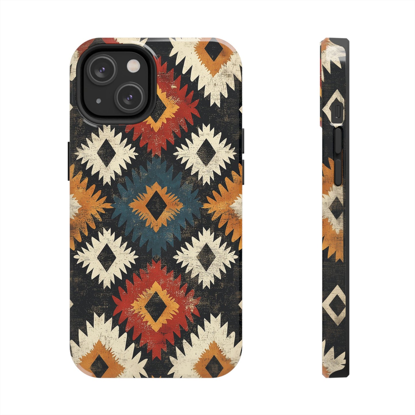 Rustic Tribal Sunburst Tough iPhone Case – Vibrant Geometric Design, Dual - Layer Protection - BOGO Cases