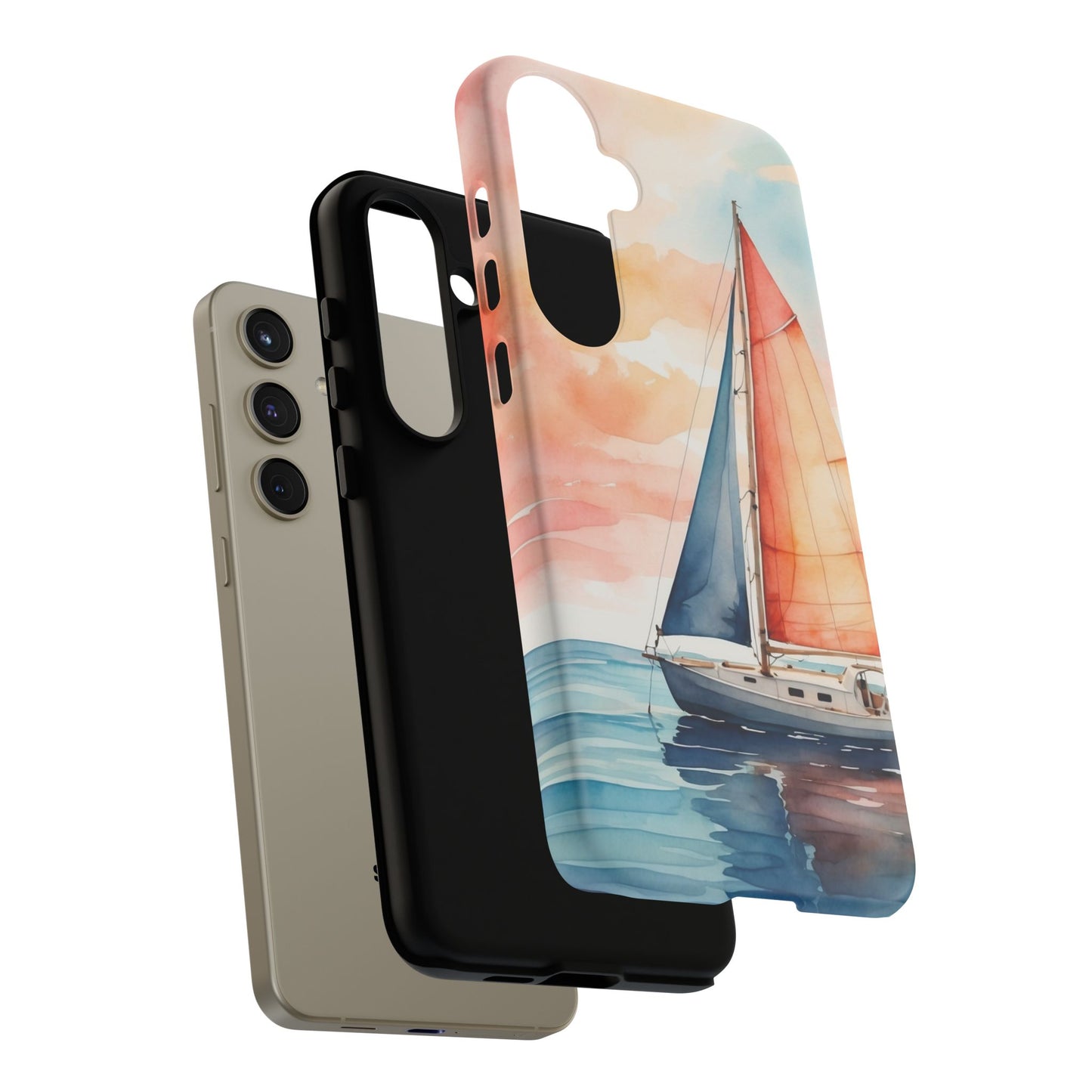 Sunset Sail Samsung Galaxy Case – Watercolor Sailboat and Sky Design