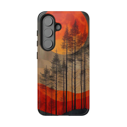 Moody Forest Moonrise Samsung Galaxy Case – Dark Landscape Design, Dual-Layer Protection