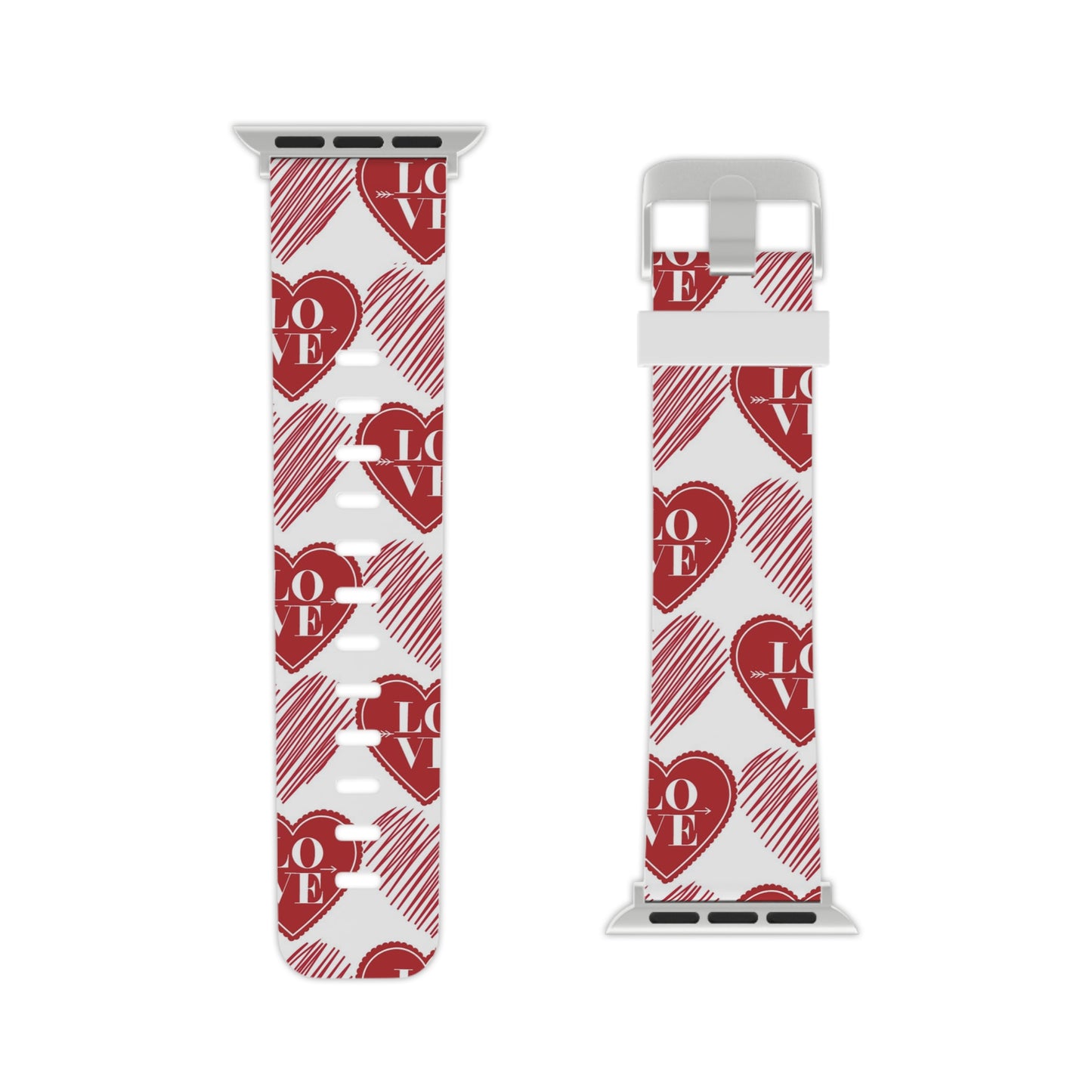 Red Love Heart Pattern Apple Watch Band