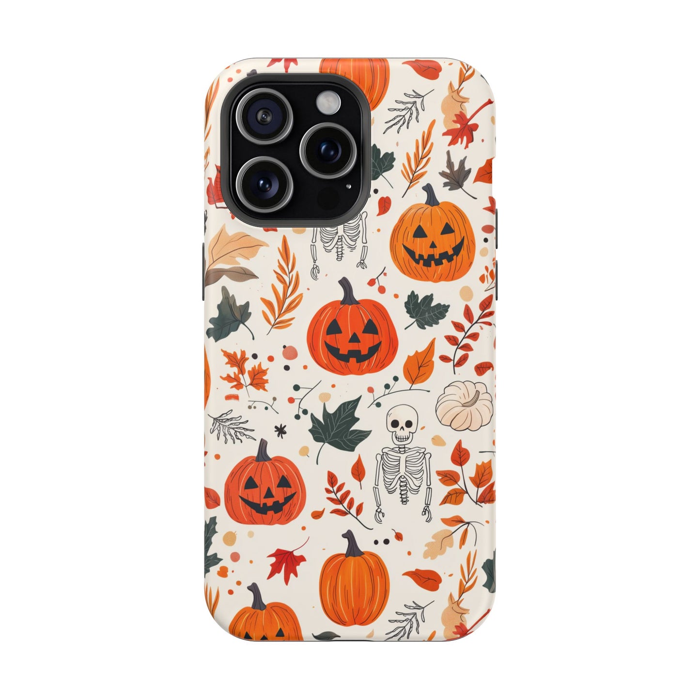 Halloween Pumpkin & Skeleton MagSafe iPhone Case – Spooky Autumn Design