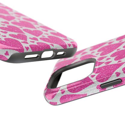 Pink Glitter Hearts Pattern MagSafe Case