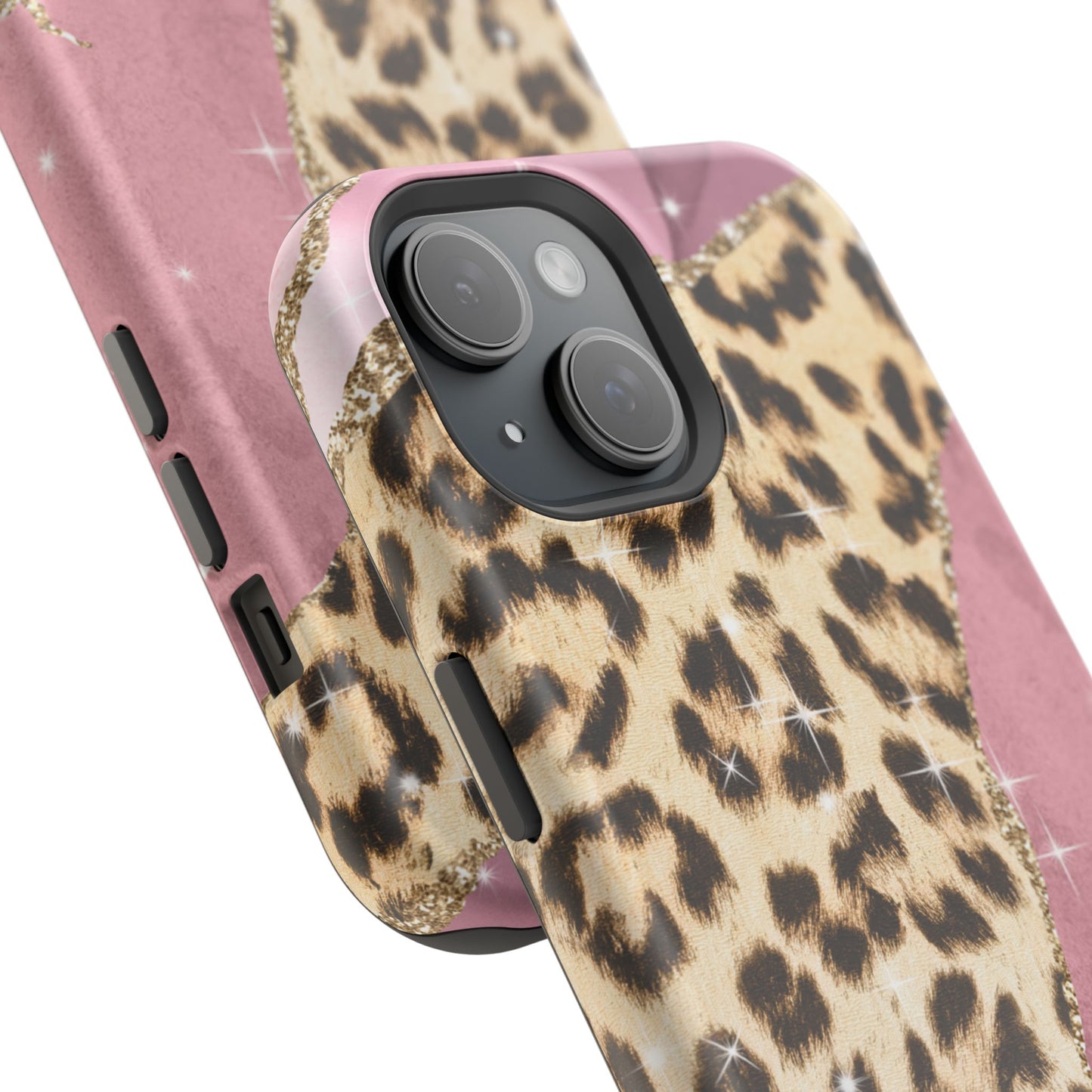 Pink Glam Leopard - MagSafe iPhone Series Case with Glitter Accents