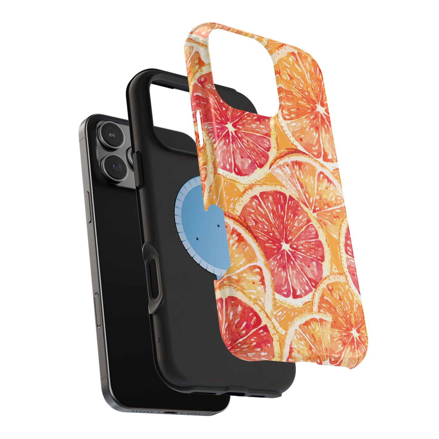 Watercolor Citrus Splash Tough MagSafe iPhone Case – Vibrant Fruit Print, Shock-Resistant Design