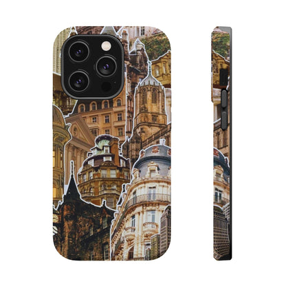 Vintage Architectural Collage MagSafe iPhone Case – Tough Dual-Layer Protection with Matte Finish