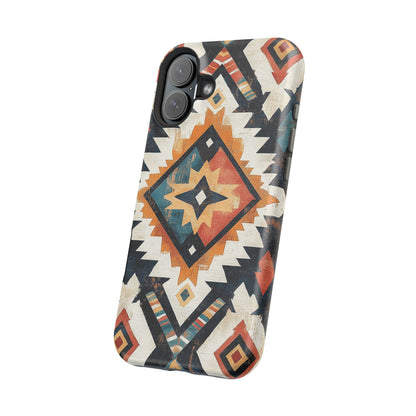 Vintage Southwestern Diamond Tough MagSafe iPhone Case – Rustic Tribal Design, Dual-Layer Protection