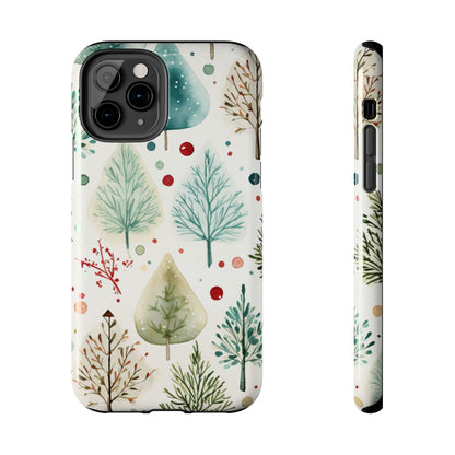 Watercolor Winter Trees iPhone Case – Nature-Inspired, Holiday Theme Protective Cover