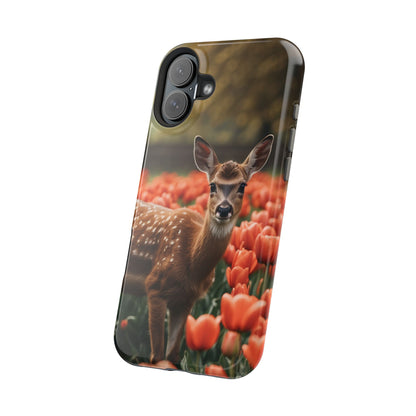 Fawn Among Tulips MagSafe iPhone Case