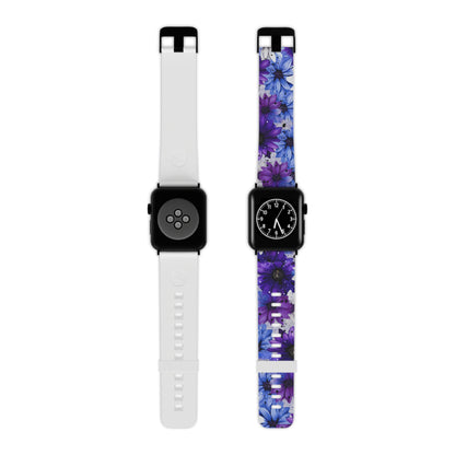 Vibrant Purple & Blue Floral Splash Apple Watch Band