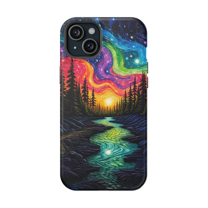 Celestial Nightscape MagSafe iPhone Case – Vibrant River and Starry Sky Design