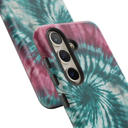 Teal and Pink Spiral Tie-Dye Samsung Galaxy Case – Boho Chic Design