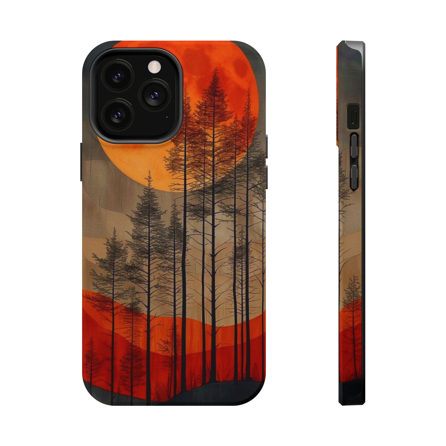 Moody Forest Moonrise MagSafe iPhone Case – Dark Landscape Design, Dual-Layer Protection