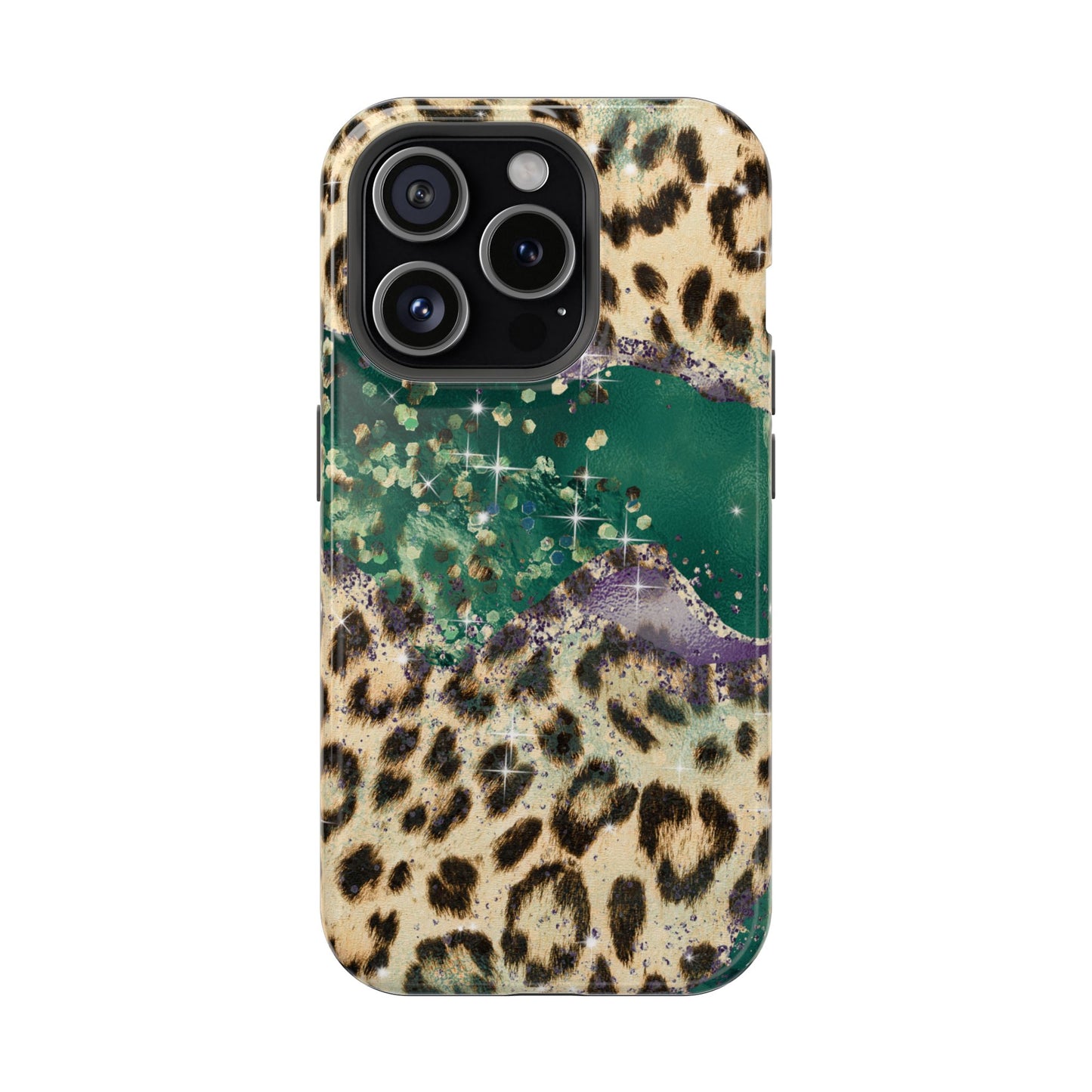 Emerald Glitter Leopard Print - MagSafe iPhone Series Case