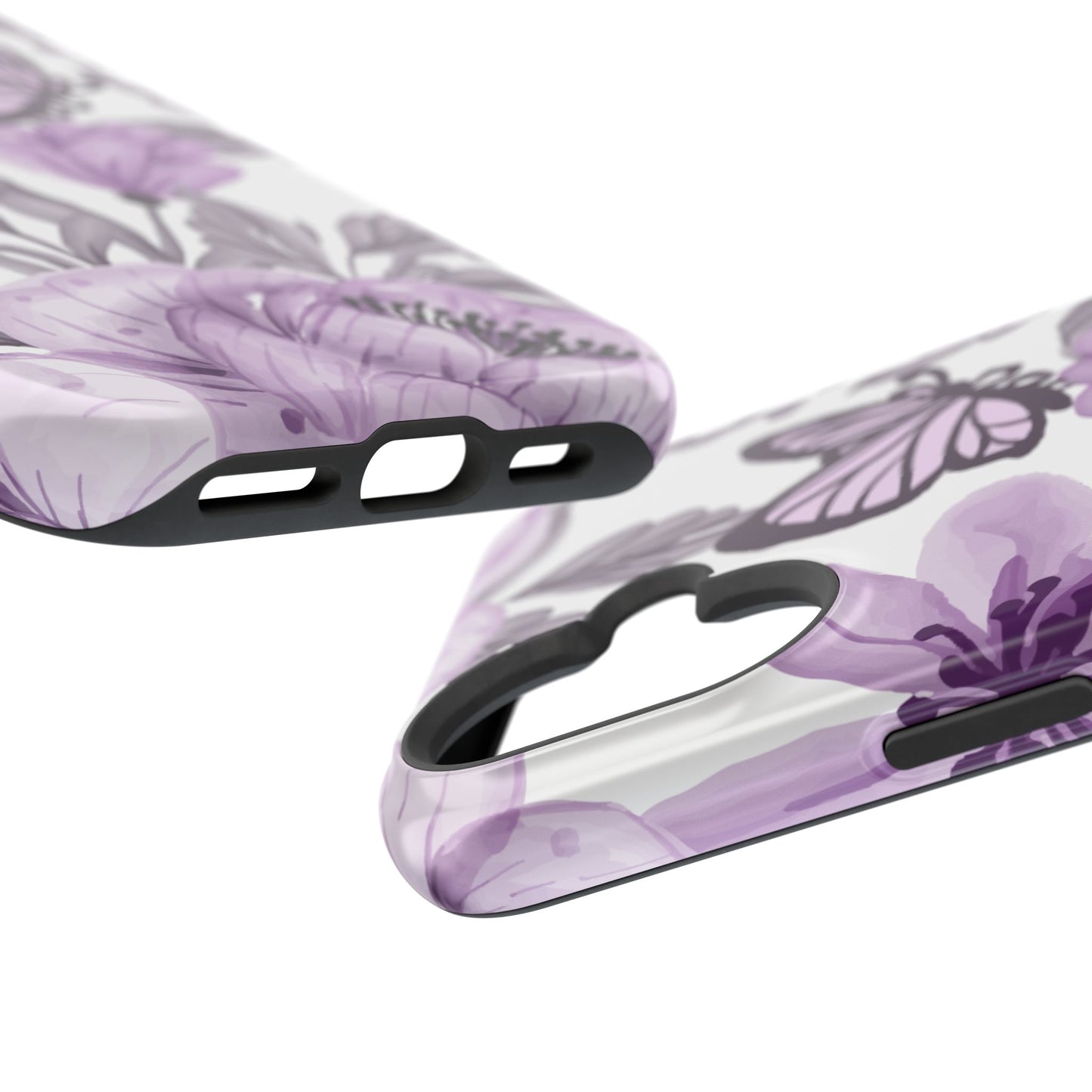 Lavender Bloom Butterfly MagSafe iPhone Case – Delicate Floral Design with Watercolor Details