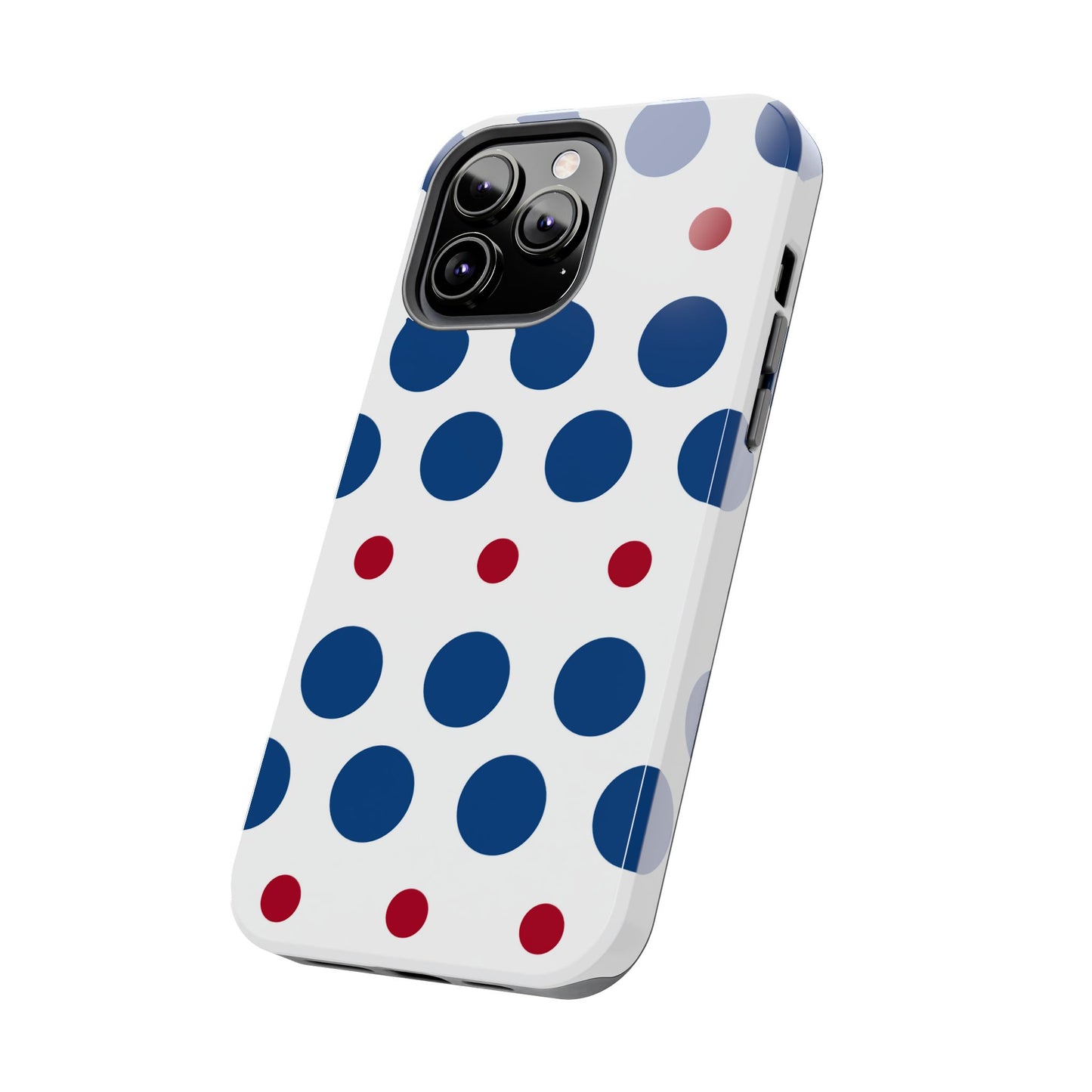 Bold Navy & Red Polka Dot Pattern – iPhone Case