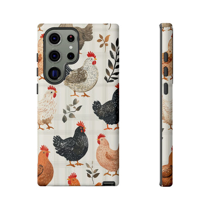 Samsung Galaxy Case: Vintage Chicken & Leaves – Farmhouse Style Case