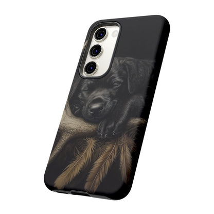 Adorable Black Labrador Puppy on Feathers Samsung Galaxy Case