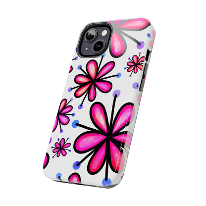 Pink Retro Bloom iPhone Case – Ultra-Slim Design, Glossy Finish