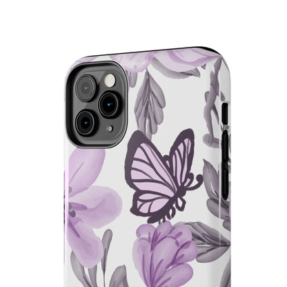 Lavender Bloom Butterfly iPhone Case – Delicate Floral Design with Watercolor Details