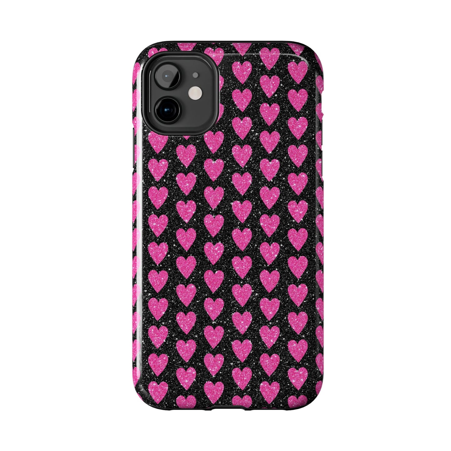 Glitter Pink Hearts iPhone Case