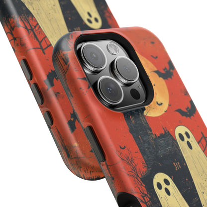 Haunted House & Ghosts MagSafe iPhone Case – Spooky Halloween Full Moon Design