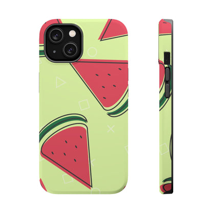 Watermelon Slice MagSafe iPhone Case – Fresh & Fun Design with Retro Geometric Pattern