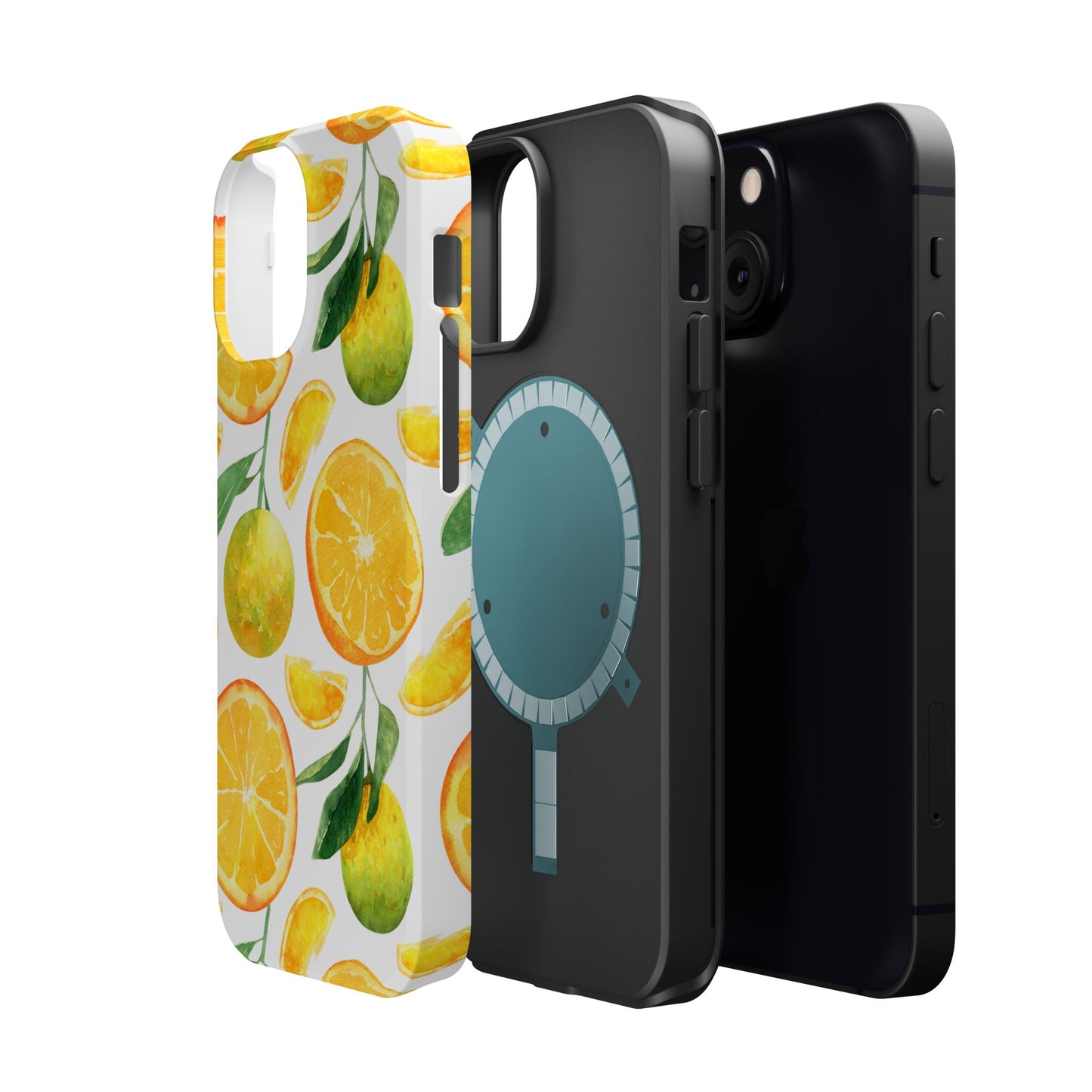 Sunny Citrus Grove Tough MagSafe iPhone Case – Watercolor Orange Design, Dual-Layer Protection