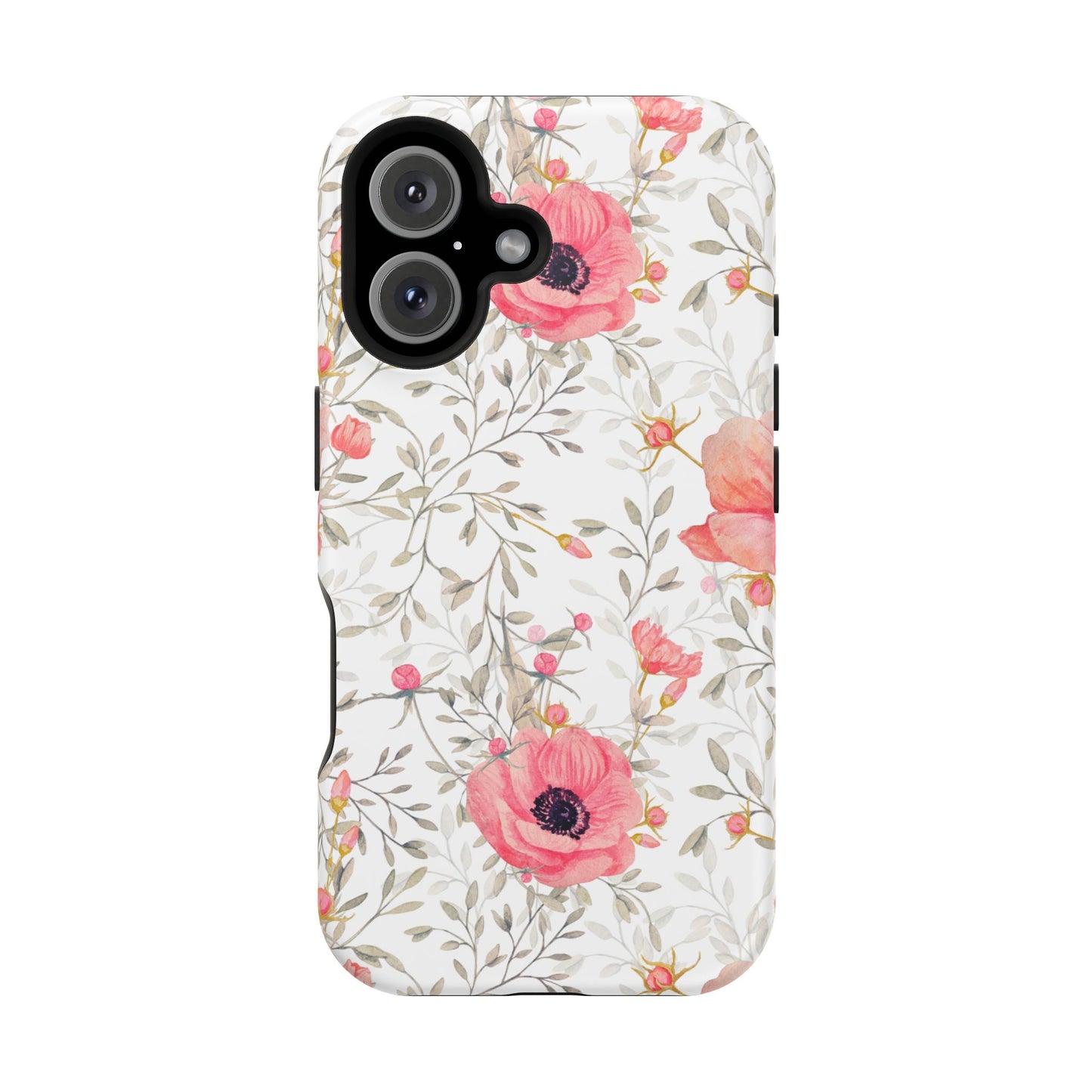 Pink Floral Watercolor MagSafe iPhone Case – Elegant Blossom Design with Magnetic Compatibility