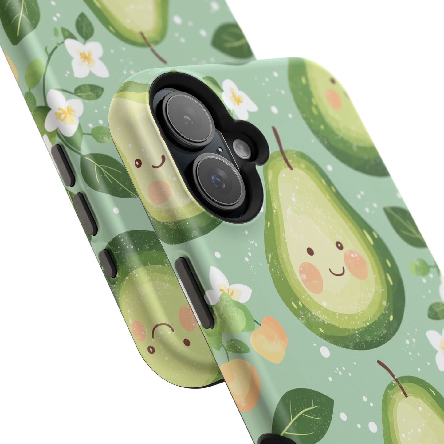 Smiling Avocados Tough MagSafe iPhone Case – Cute Avocado Design, Dual-Layer Protection