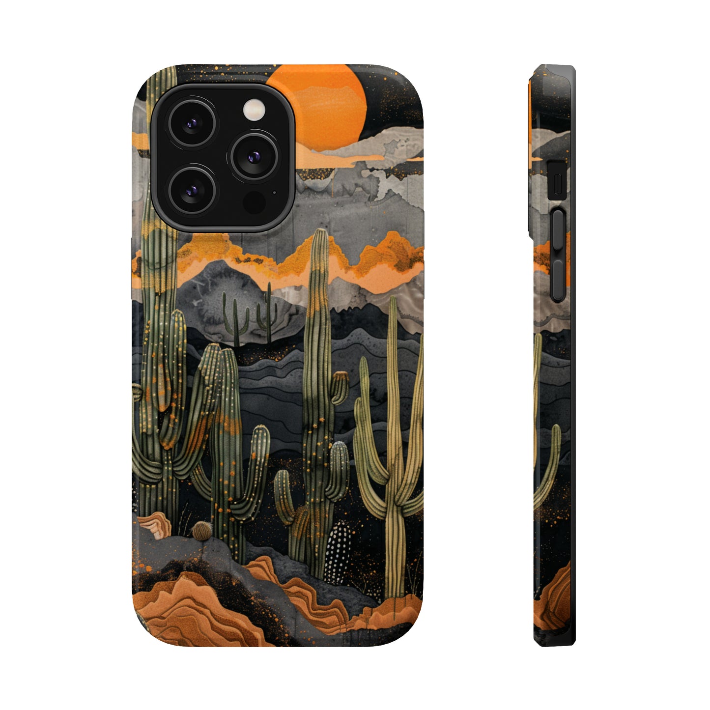 Desert Dusk MagSafe iPhone Case - Cacti Silhouettes & Sundown Hues for iPhone 15, 14, and 13 Series