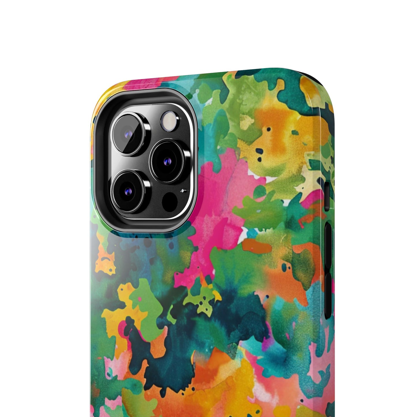 Vibrant Watercolor Splash iPhone Case – Bold Multicolor Artistic Design