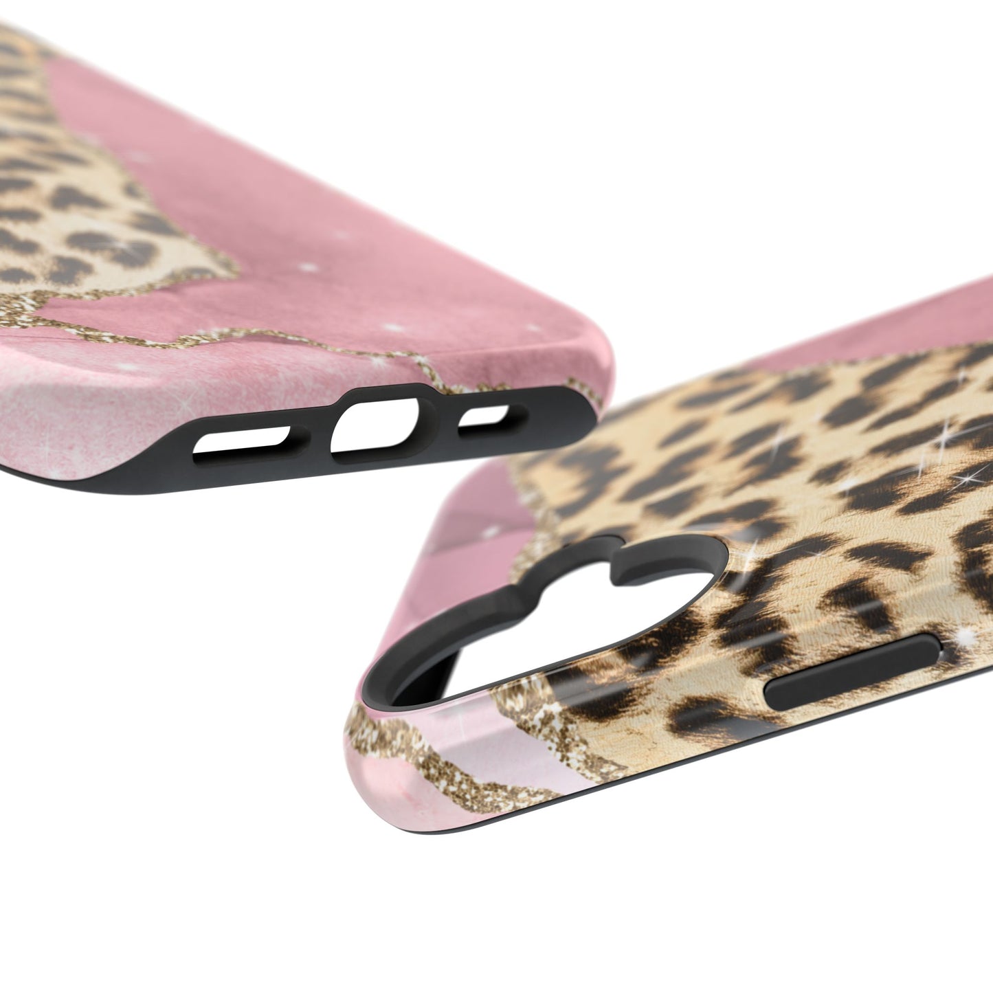 Pink Glam Leopard - MagSafe iPhone Series Case with Glitter Accents