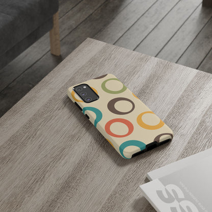 Retro Colorful Rings Samsung Galaxy Case – Shockproof, Matte Finish, Dual-Layer Protection