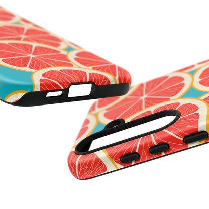 Ruby Grapefruit Pop Tough Samsung Galaxy Case – Vibrant Citrus Design, Shock - Resistant Protection - BOGO Cases