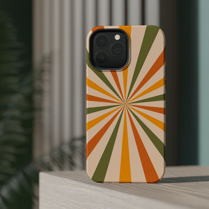 Retro Sunburst MagSafe iPhone Case – Bold Geometric Design, Durable Shockproof Protection