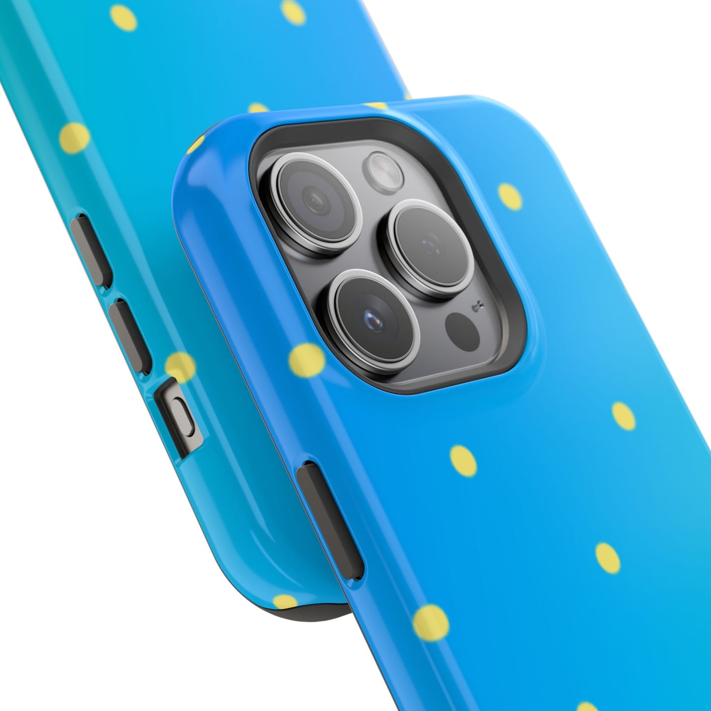 Blue Ocean Gradient Polka Dots MagSafe iPhone Case – Shockproof, Smooth Matte Finish, Dual-Layer Design