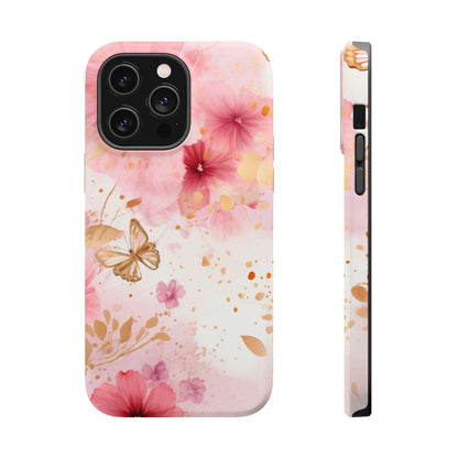 Blush Pink Floral Butterfly - MagSafe iPhone Case