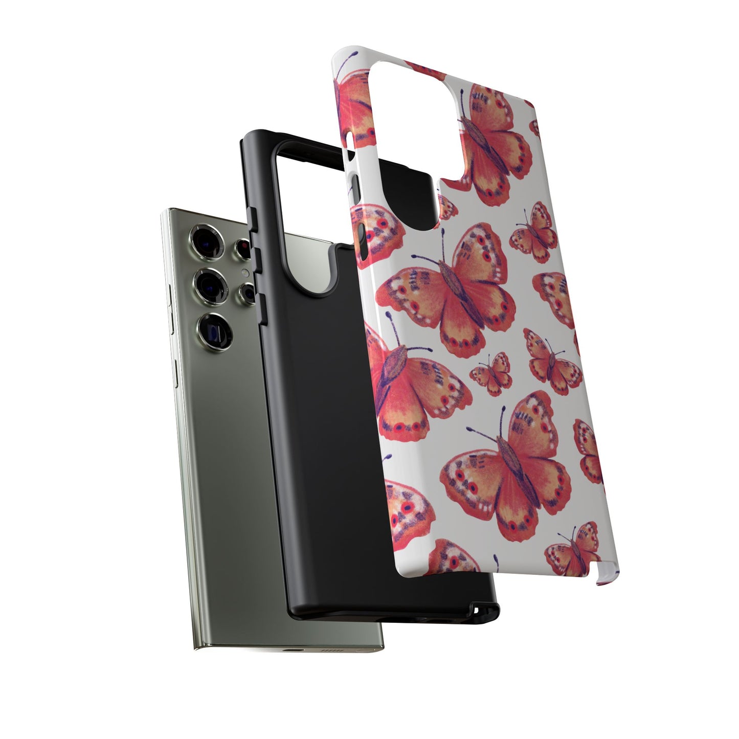 Coral Butterfly Samsung Galaxy Case – Slim, Protective Design with Bold Watercolor Print