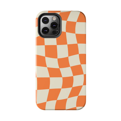 Wavy Retro Checkerboard iPhone Case – Shockproof, Matte Finish, Dual-Layer Protection