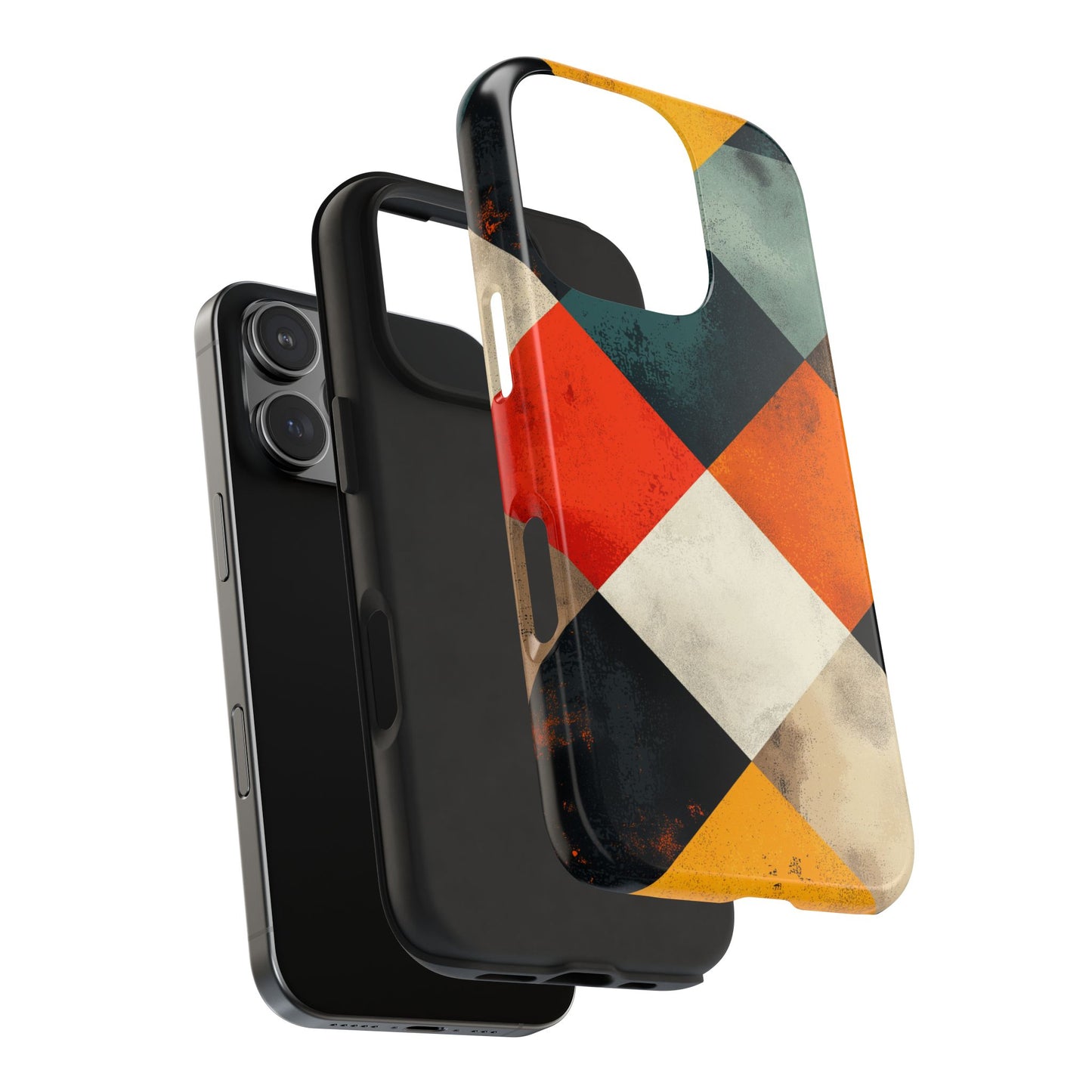 Geometric Retro iPhone  Case - Colorful Checkered Protective Cover