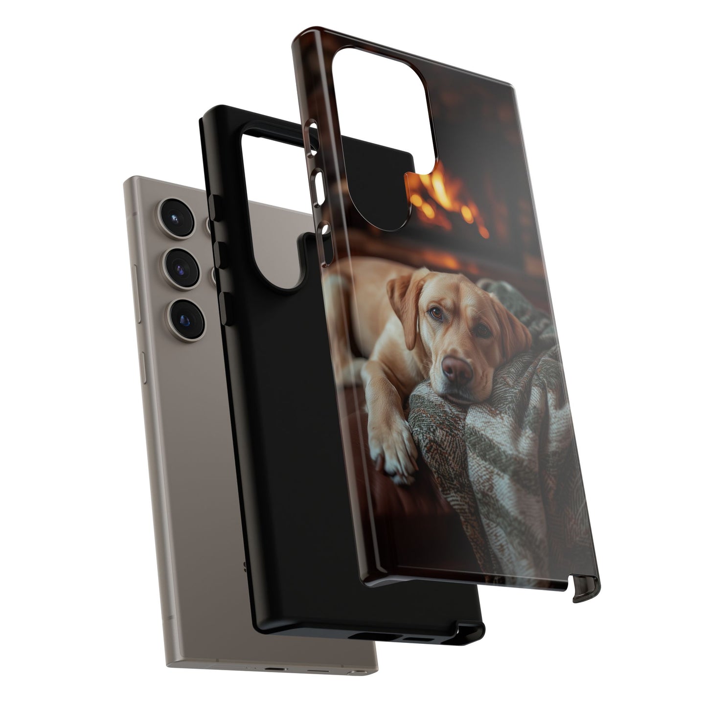 Cozy Labrador by Fireplace Samsung Galaxy Case – Rustic Cabin Protective Cover