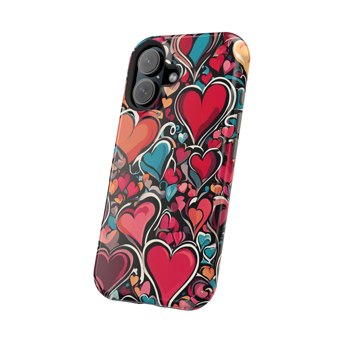 Vibrant Multicolor Heart Art – MagSafe-Compatible iPhone Case