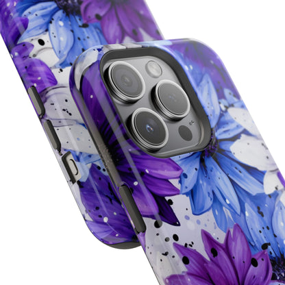 Vibrant Purple & Blue Floral Splash - MagSafe iPhone Series Case